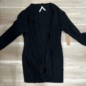 Dreamers Black Cardigan Sweater Open Front Knit